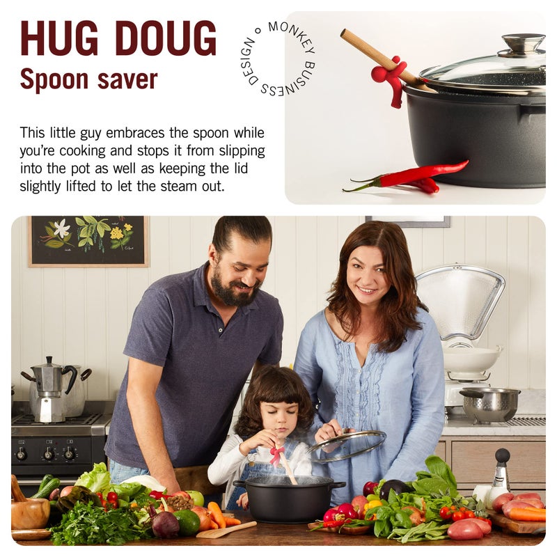 Monkey Business Hug Doug Spoon Saver Spoon Holder And Lid Lifter - Ideal For Standard-Sized Utensils Silicone Spoon Rest Stove Spoon Holder Cool Kitchen Gadgets & Cute Kitchen Accessories - Image 2