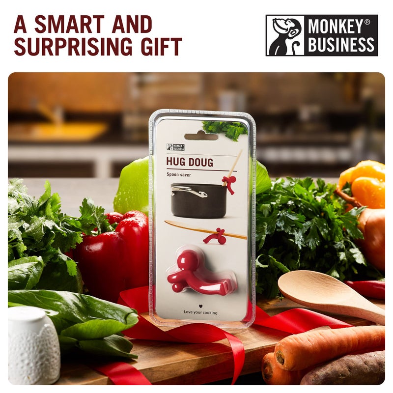Monkey Business Hug Doug Spoon Saver Spoon Holder And Lid Lifter - Ideal For Standard-Sized Utensils Silicone Spoon Rest Stove Spoon Holder Cool Kitchen Gadgets & Cute Kitchen Accessories - Image 5