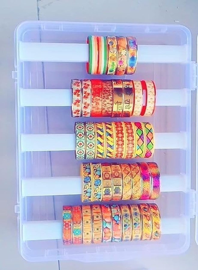 MFN Transparent Stylish Multipurpose Plastic Bangle Box With 5 Detachable Rods For Women and Girls,Organizer Accessories Plastic Storage Box For Jewellery (Large) - Image 2