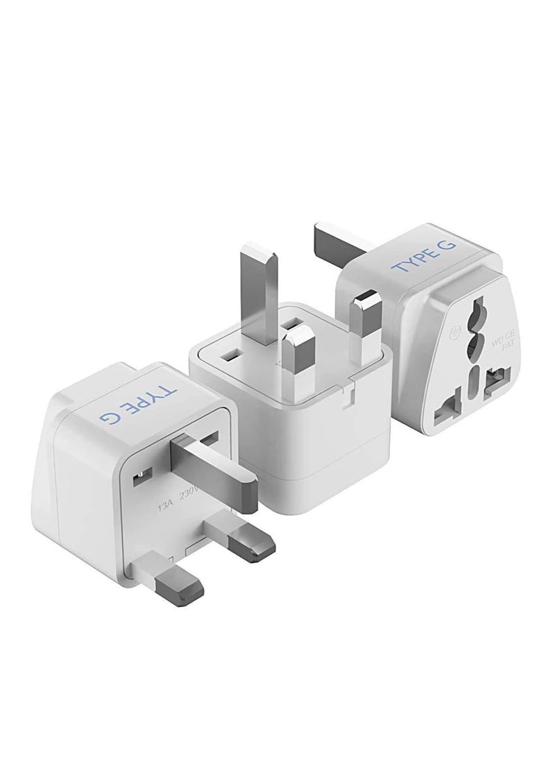 Ceptics UK Adapter for Indian Pins, India to UAE, Hong Kong, Dubai, UK Adapter Plug - Type G Adapter - Perfect for Laptop, Camera, Chargers - CE - RoHS - 3 Pack -White - Image 1