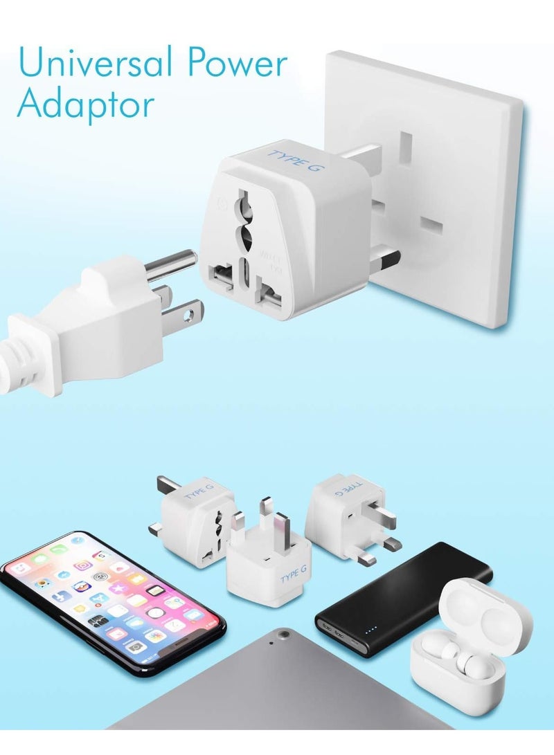 Ceptics UK Adapter for Indian Pins, India to UAE, Hong Kong, Dubai, UK Adapter Plug - Type G Adapter - Perfect for Laptop, Camera, Chargers - CE - RoHS - 3 Pack -White - Image 3
