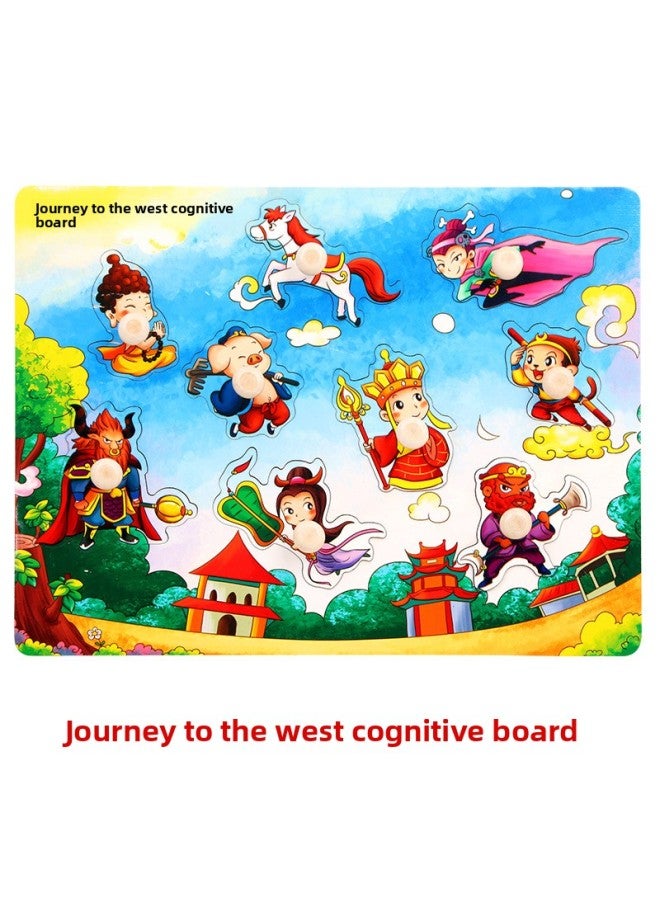 Children's Wooden Jigsaw Puzzle Board Building Blocks Children's Early Education Baby Educational Toys Digital Cognitive Clutch-Color:Journey To The West Cognitive Board - Image 1