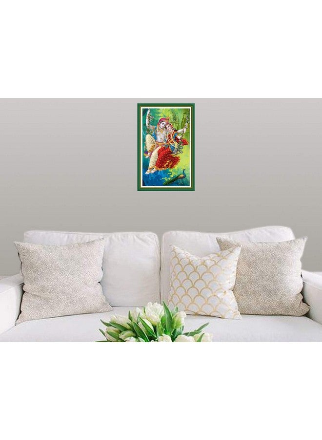Rangoli Radha Krishna Jhula Reprint Painting for Living Room with Special Effect Wood 5mm 12 or 18 Inch Pack of 1 Multicolor - Image 4