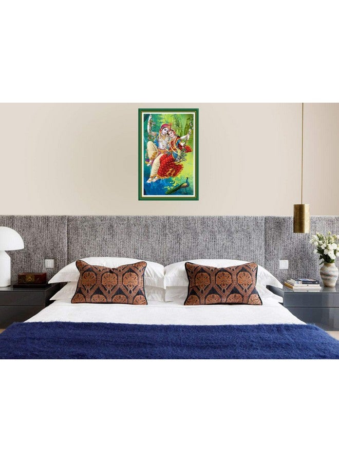Rangoli Radha Krishna Jhula Reprint Painting for Living Room with Special Effect Wood 5mm 12 or 18 Inch Pack of 1 Multicolor - Image 3