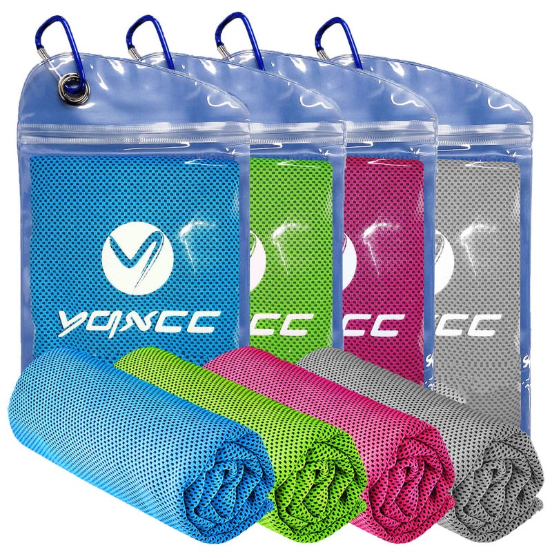 YQXCC مناديل تبريد YQXCC | عبوة 4 | 40"x12" | تبريد للرقبة | ميكروفايبر ناعمة وقابلة للتنفس | للرياضة، اليوغا، الجولف، الصالة الرياضية، التخييم، الجري، التمارين والمزيد من الأنشطة - Image 1