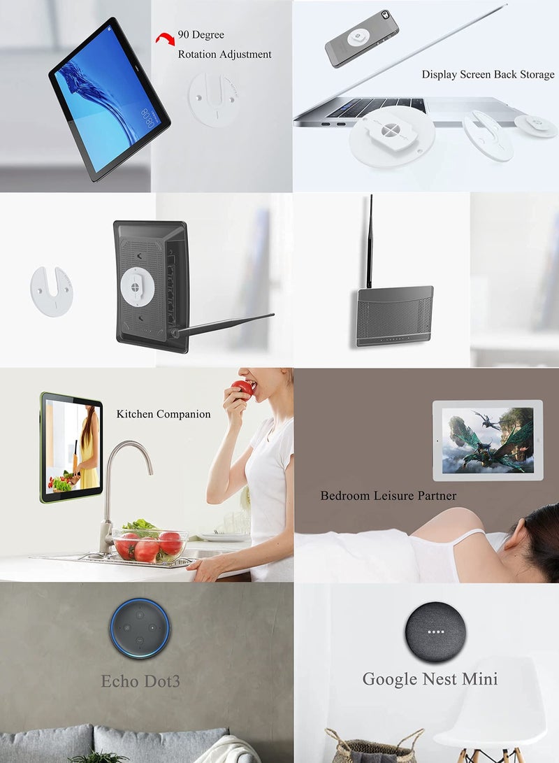 Universal Adjustable Wall Mount for Tablets, E-Readers, and Streaming Devices - 90-Degree Swivel Stand for iPad, Kindle, Apple TV, and Routers (Black) - Image 3