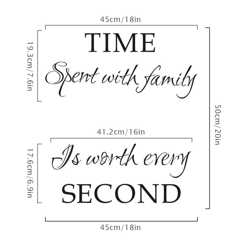 FlyWallD Time Spent with Family is Worth Every Second Family Wall Decals Peel and Stick Picture Stickers Wall Art Decor - Image 5