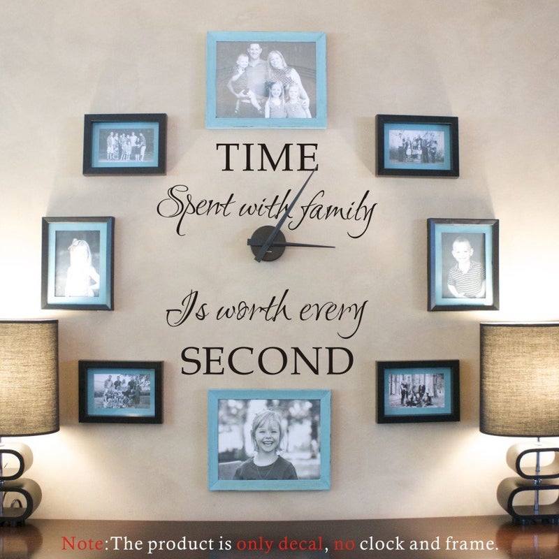 FlyWallD Time Spent with Family is Worth Every Second Family Wall Decals Peel and Stick Picture Stickers Wall Art Decor - Image 3
