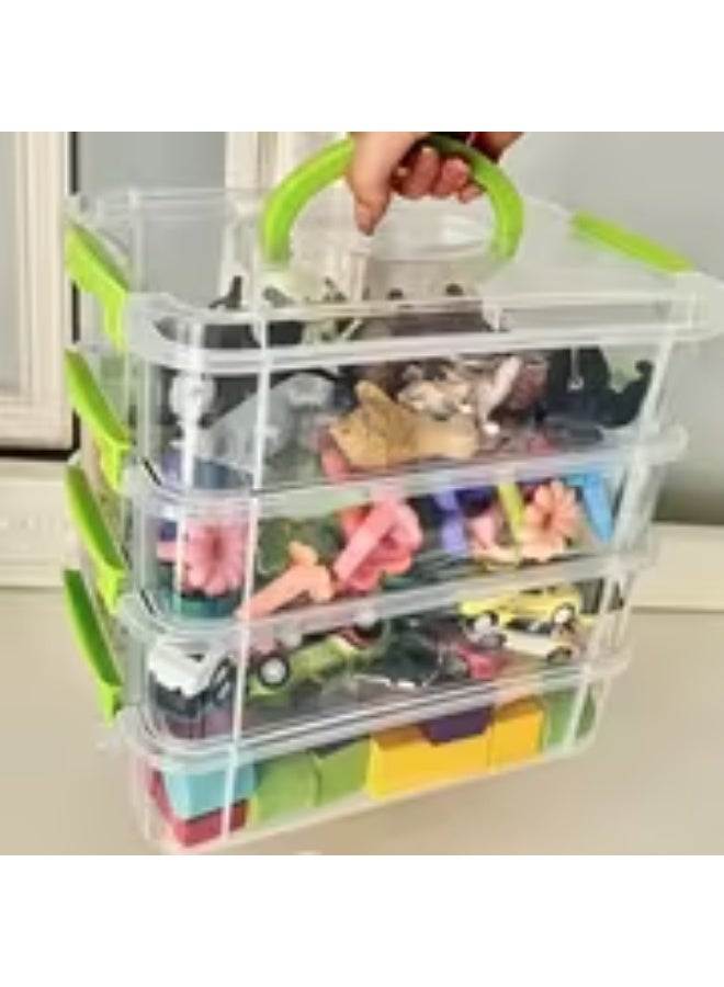 إيروريكس صندوق تخزين بلاستيك شفاف ثقيل التحمل بإطار أخضر وغطاء شفاف – منظم متعدد الأدراج موفر للمساحة للمنزل والمكتب والمدرسة - Image 2
