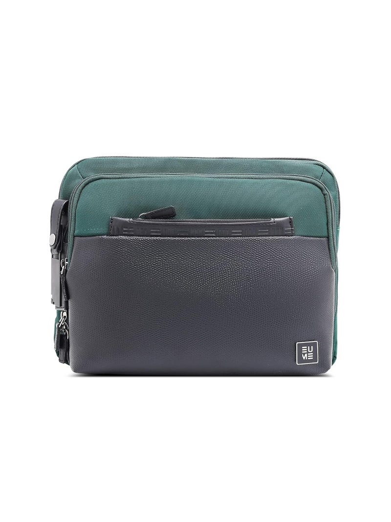 EUME Workport Tablet Sling Bag for Men | Office Bag for Men & Women | With Padded Compartment | Vegan Leather & Nylon Fabric | Fits MacBook Air 13", iPad 7L & Tablets Up to 13" - Image 1