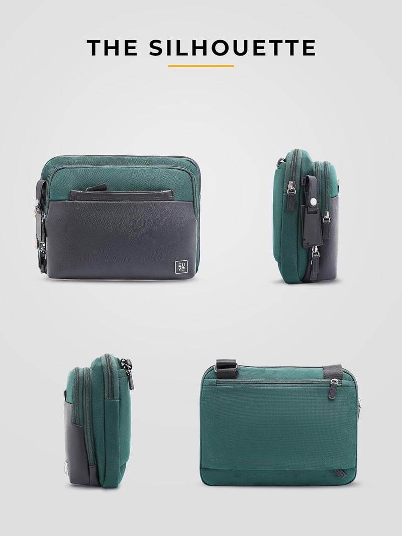 EUME Workport Tablet Sling Bag for Men | Office Bag for Men & Women | With Padded Compartment | Vegan Leather & Nylon Fabric | Fits MacBook Air 13", iPad 7L & Tablets Up to 13" - Image 4