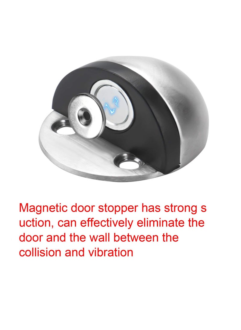 Magnetic Door Stops Floor Mounted, Strong Magnetic Self Adhesive Magnetic Door Stopper Stainless Steel Door Holder Soft Close Door Magnet Heavy Duty Silver Rubber (2 Pack)  - Image 4