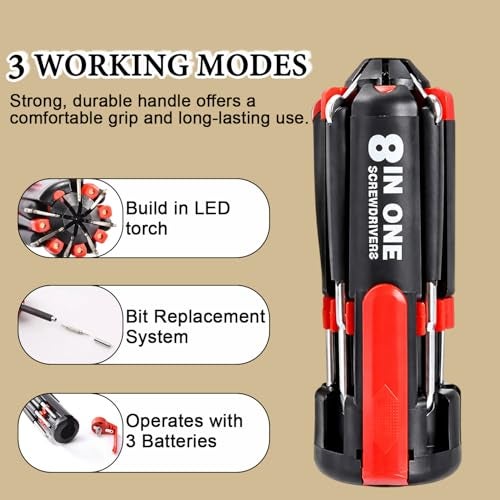 Monarch Bizcom Impex 8 in 1 Multi Screwdriver with 6 LED/Torch Set | Versatile & Compact Professional Tools for Illumination and Precision Repairs at Home, Laptop, DIY Projects - Image 3