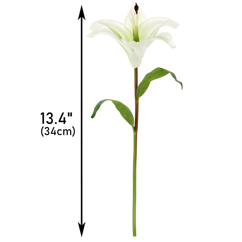 Tinsow 6 Pcs Artificial Lily Real Touch Fake Flowers Lily for Wedding Home Party Garden Shop Office Decoration Easter Lily (White, 6) - Image 2