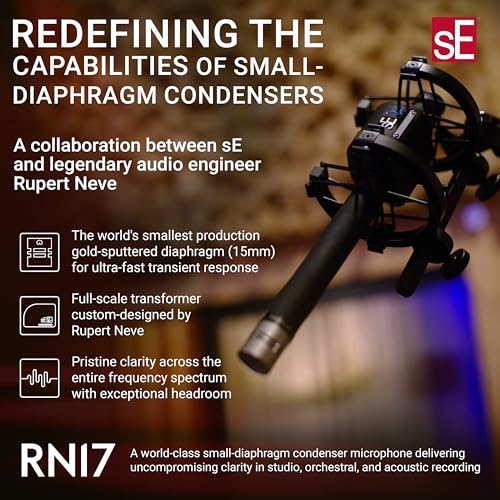 SE ELECTRONICS Rupert Neve RN17 Small Diaphragm Condenser Microphone with 15mm Cardioid Capsule Cardioid Condenser Microphone for Professional Recording Live Settings FactoryMatched Pair - Image 3