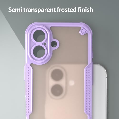 Elzzi Semi-Transparent Frosted iPhone 17 Case PC + TPU Finish Protective Slim Matte Shockproof with Anti-Fingerprint Phone Back Cover for Men & Women - Lavender - Image 5
