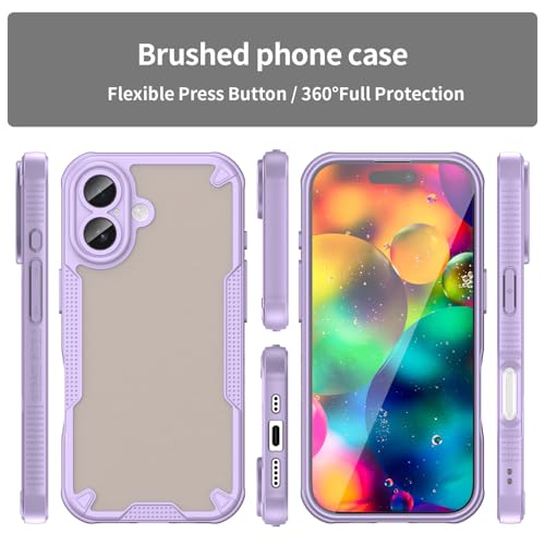 Elzzi Semi-Transparent Frosted iPhone 17 Case PC + TPU Finish Protective Slim Matte Shockproof with Anti-Fingerprint Phone Back Cover for Men & Women - Lavender - Image 2
