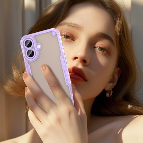 Elzzi Semi-Transparent Frosted iPhone 17 Case PC + TPU Finish Protective Slim Matte Shockproof with Anti-Fingerprint Phone Back Cover for Men & Women - Lavender - Image 3