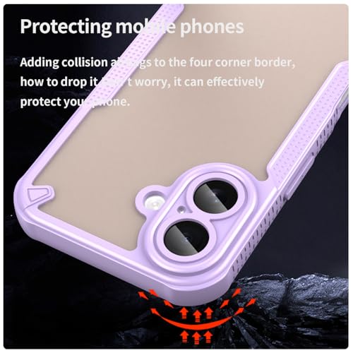 Elzzi Semi-Transparent Frosted iPhone 17 Case PC + TPU Finish Protective Slim Matte Shockproof with Anti-Fingerprint Phone Back Cover for Men & Women - Lavender - Image 4