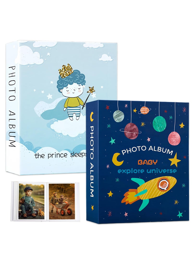 Zikra 2 Pack Photo Album Small Baby Albums Top Loader Each Mini Hold 100 Photos for Family Children 4x6In - Image 1