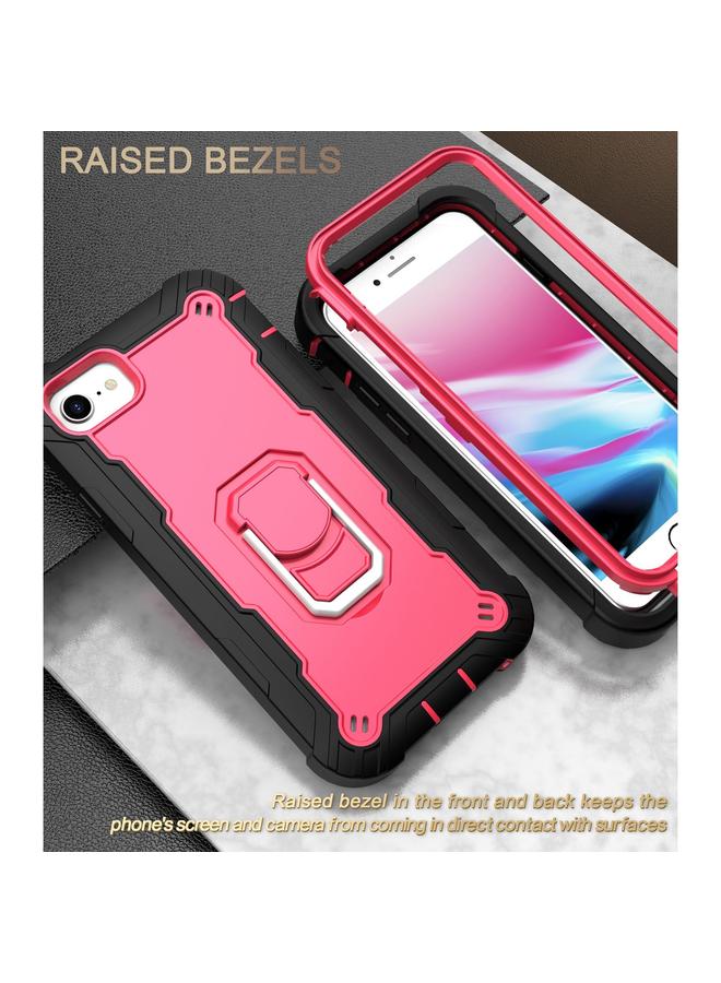 S-TOP Case For iPhone SE 2022 / SE 2020 / 8 / 7 PC + Rubber 3-layers Shockproof Protective Case with Rotating Holder - Image 2