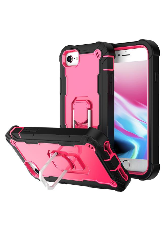 S-TOP Case For iPhone SE 2022 / SE 2020 / 8 / 7 PC + Rubber 3-layers Shockproof Protective Case with Rotating Holder - Image 1