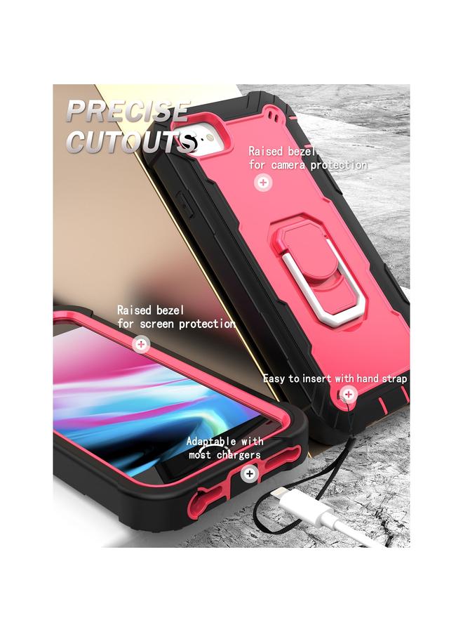 S-TOP Case For iPhone SE 2022 / SE 2020 / 8 / 7 PC + Rubber 3-layers Shockproof Protective Case with Rotating Holder - Image 4