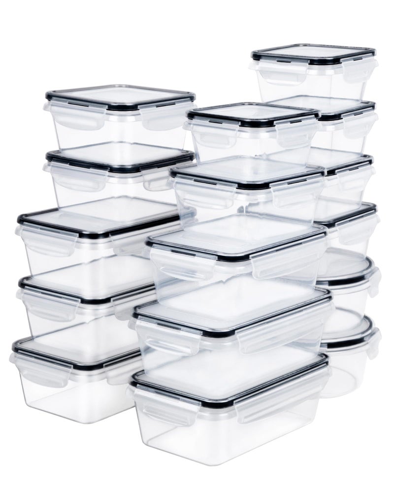 FOOYOO 32 Piece Food Storage Container with Lids (16 Containers + 16 Lids) - Plastic Food Airtight Leak Proof Snap Lock Lids  BPA Free Storage Containers with Lids - Image 2