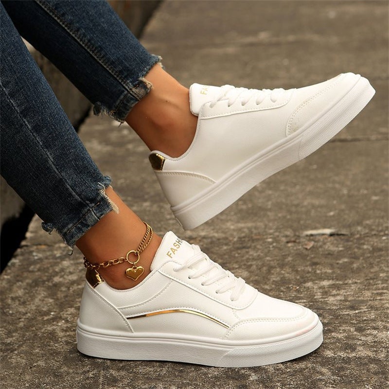 New Shoes 2024 Autum Versatile White Shoes Women'S Sports Flats Casual Thick Sole Heightening Board Shoes - Image 4