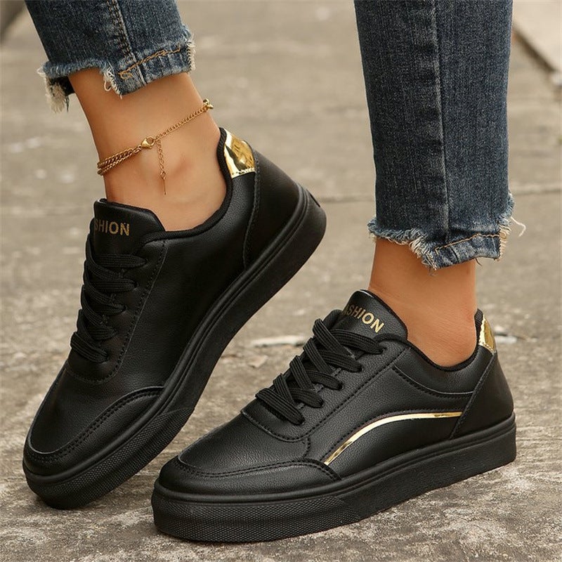 New Shoes 2024 Autum Versatile White Shoes Women'S Sports Flats Casual Thick Sole Heightening Board Shoes - Image 2