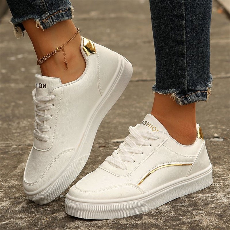 New Shoes 2024 Autum Versatile White Shoes Women'S Sports Flats Casual Thick Sole Heightening Board Shoes - Image 5