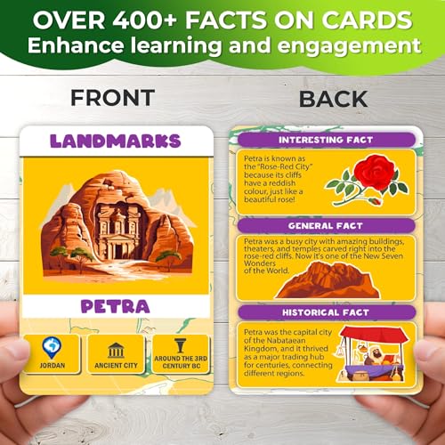 QUOKKA World Map Puzzles for Kids Ages 4-6 - 70 Pcs Floor Puzzles for Kids Ages 4-8 Preschool Activities - Includes 50 Cards with 400+ World Facts - Continent-Shaped Jigsaw Puzzle Gift for Girls Boys - Image 4