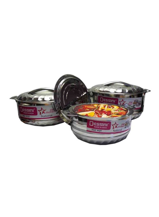 DESSINI 3-Piece Stainless Steel Hot Pot Set Silver Big Casserole 10, Medium Casserole 7.5, Small Casserole 5Liters - Image 2
