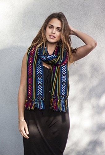 Del Mex Mexican Rebozo Blanket Shawl and Doula Regular 6 ft x 25 ft Black - Image 3