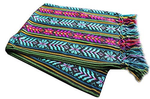 Del Mex Mexican Rebozo Blanket Shawl and Doula Regular 6 ft x 25 ft Black - Image 1