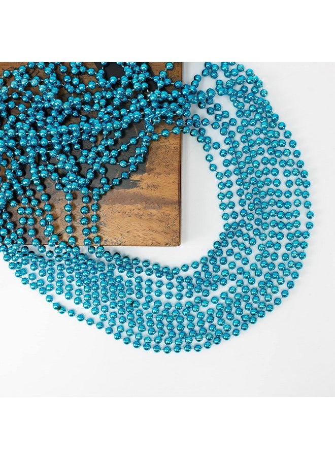 GiftExpress 72 Pack Of 33 Mardi Gras Beads Necklace Metallic Teal/Turquoise Beaded Necklace Mardi Gras Throws Party Beads Costume Necklaces  - Image 4