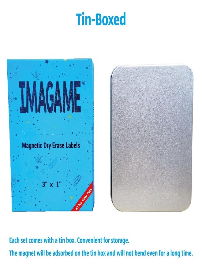 IMAGAME Magnetic Dry Erase Magnets Labels 3x1 inches, Reusable Name Tags, Organizing Schedules in Office/Classroom. Work on Fridge/White Board (Multicolor 60Pcs) - Image 3
