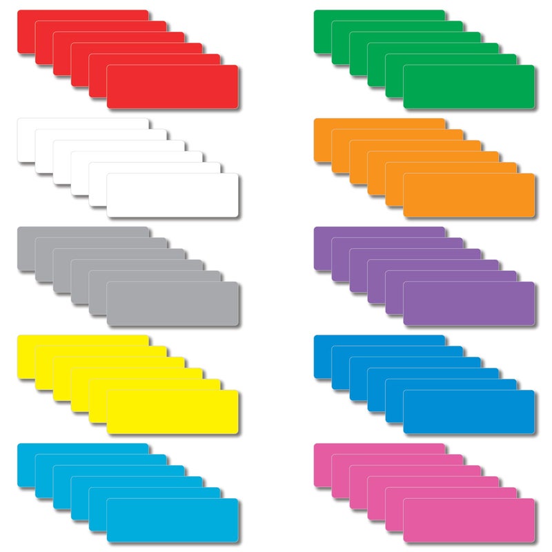 IMAGAME Magnetic Dry Erase Magnets Labels 3x1 inches, Reusable Name Tags, Organizing Schedules in Office/Classroom. Work on Fridge/White Board (Multicolor 60Pcs) - Image 1