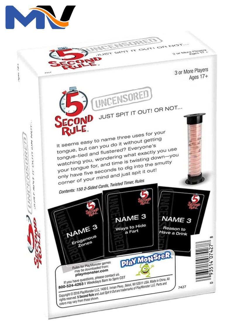 MAGIC VAULT - 5 Second Rule Uncensored - Fun Card Game for Game Night with Friends - for Ages 17 and Up - Image 1