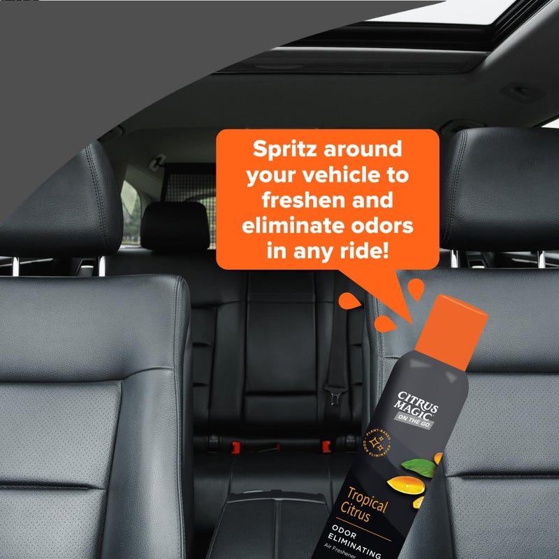 Citrus Magic On The Go Odor Eliminating Air Freshener Spray for Auto, Tropical Citrus, 8-Ounce, Pack of 2 - Image 4