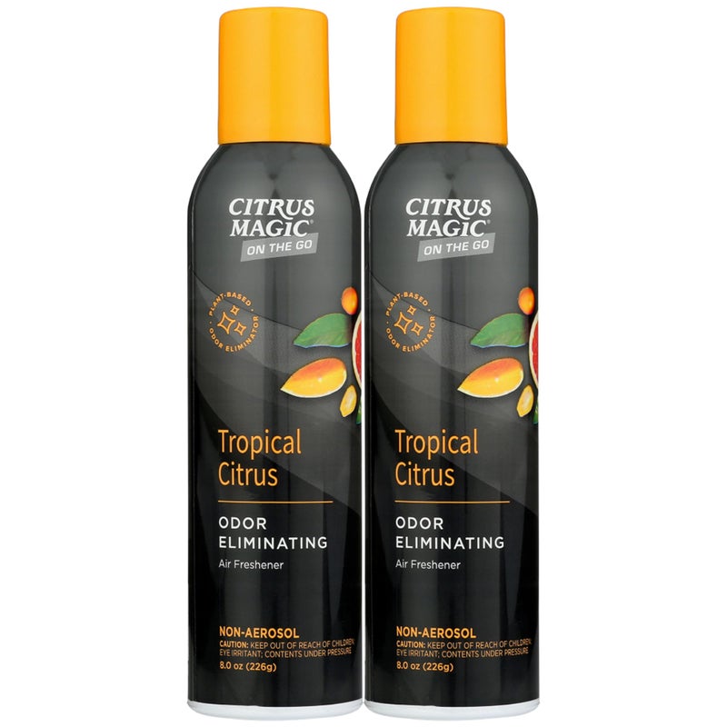 Citrus Magic On The Go Odor Eliminating Air Freshener Spray for Auto, Tropical Citrus, 8-Ounce, Pack of 2 - Image 1