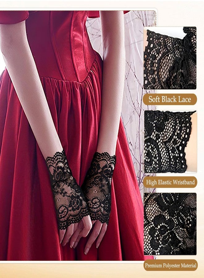 TecoKart® Lace Gloves for Women, 2 Pairs Half-Finger Lace Gloves & Net Gloves for Women, Elegant White Gloves for Parties, Weddings & Evening Events - Image 4