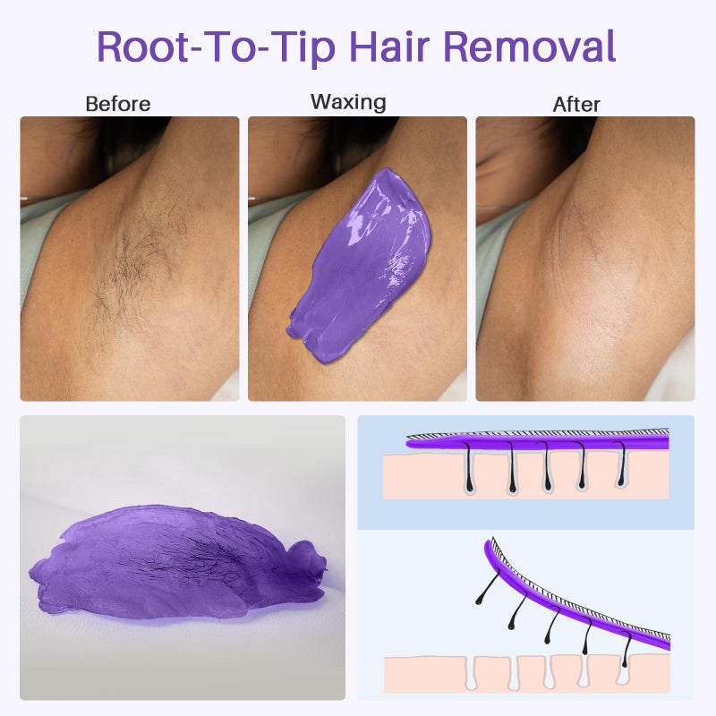 BLITZWAX بلتزووكس شمع اللافندر الصلب لإزالة الشعر - 1 رطل تركيبة للشعر الخشن - شمع غير مؤلم للبشرة الحساسة، الوجه، الجسم بالكامل، البيكيني - حبيبات الشمع للاستخدام المنزلي للنساء والرجال - Image 5