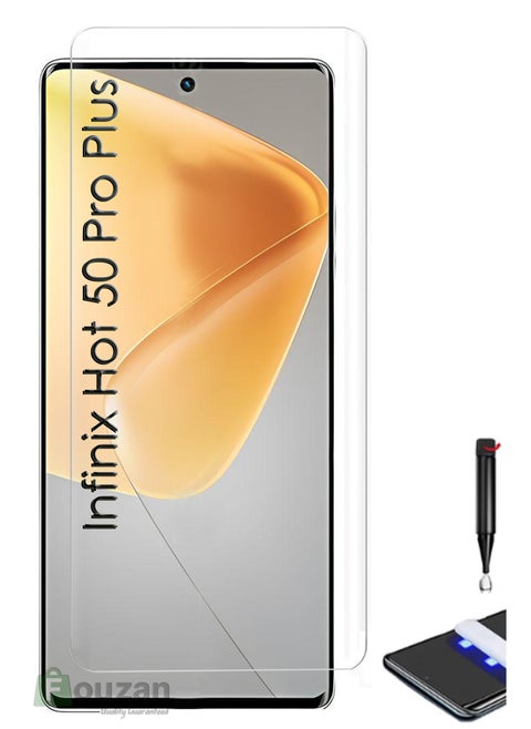 Infinix Hot 50 Pro Plus - UV Liquid Glue Full Curved Coverage Tempered Glass Screen Protector