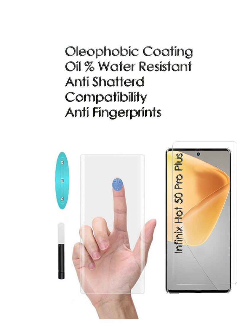Infinix Hot 50 Pro Plus - UV Liquid Glue Full Curved Coverage Tempered Glass Screen Protector
