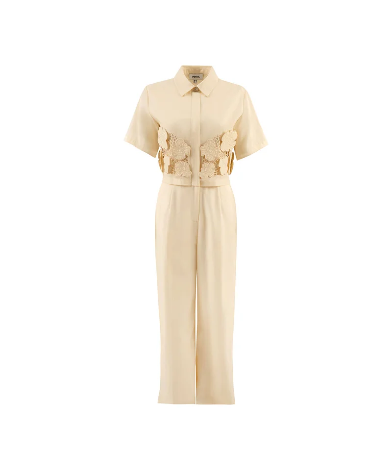 Ipekyol  Floral Applique Wide Leg Jumpsuit for Women | Best Price UAE