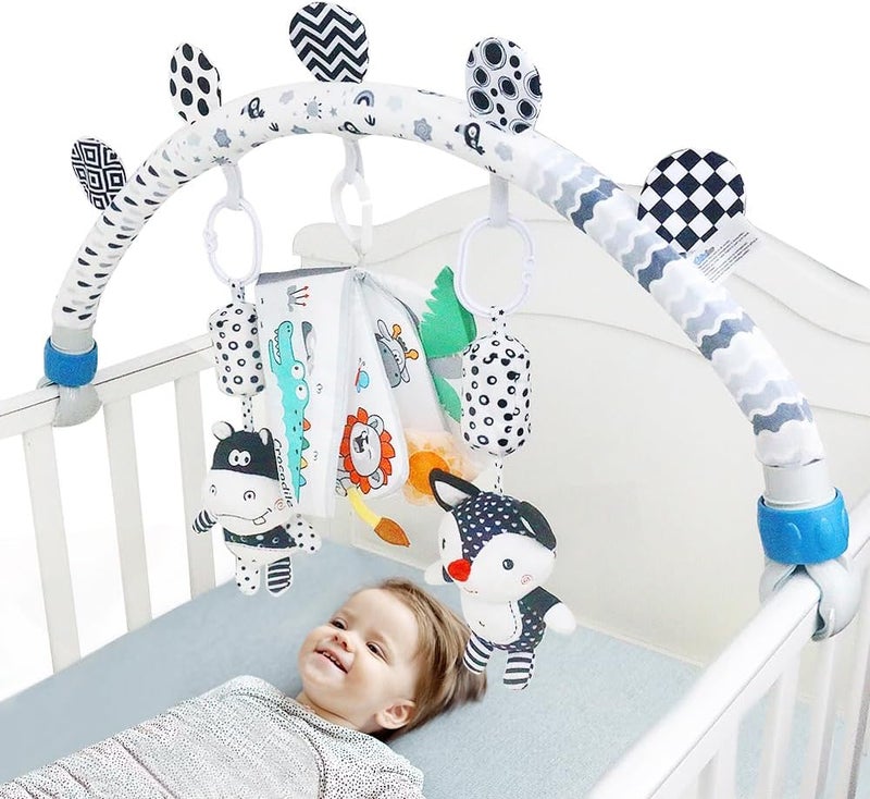 Caterbee Baby Activity Travel Mobile Arch Toy, Black and White Crib Toys (Farm) - Image 2