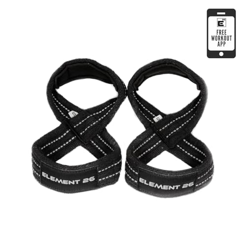 Element 26 Padded Figure 8 Wrist Straps - Weightlifting Straps - Functional Fitness, Weight Lifting, Deadlifts, Farmer Walks (Medium, Black) - Image 1