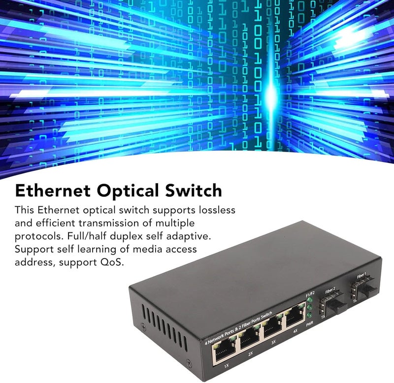 كلاراكو مفتاح كلاركو SFP بستة منافذ، 10 100 1000M منافذ RJ45 ذاتية التكيف، مفتاح ألياف SFP، مفتاح إيثرنت للألياف الضوئية، محول وسائط الألياف، مفتاح إيثرنت للشبكة مع مؤشر LED (قابس أمريكي) - Image 4