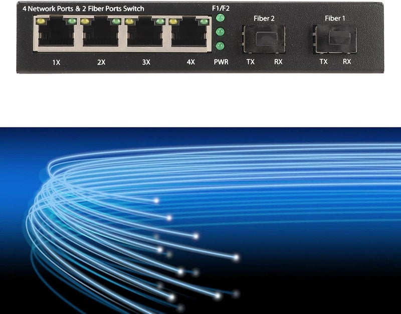 كلاراكو مفتاح كلاركو SFP بستة منافذ، 10 100 1000M منافذ RJ45 ذاتية التكيف، مفتاح ألياف SFP، مفتاح إيثرنت للألياف الضوئية، محول وسائط الألياف، مفتاح إيثرنت للشبكة مع مؤشر LED (قابس أمريكي) - Image 5
